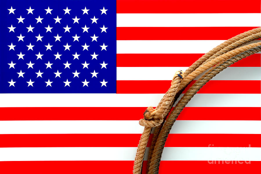 Lasso and American Flag Photograph by Olivier Le Queinec