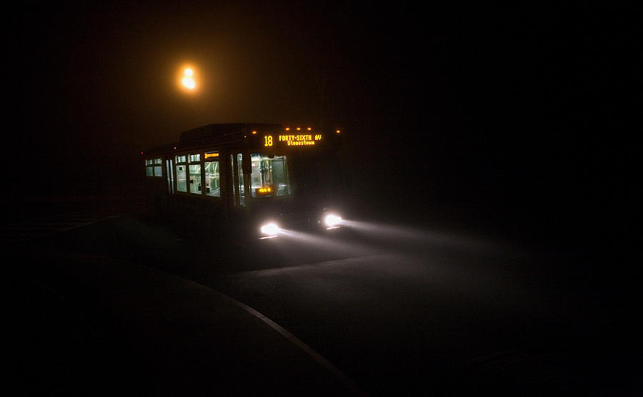 Transportation Photograph - Last Bus In The Fog by Daniel Furon