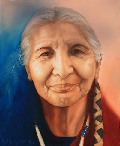 American Indian Women Painting - Last Commission by K Henderson by K Henderson