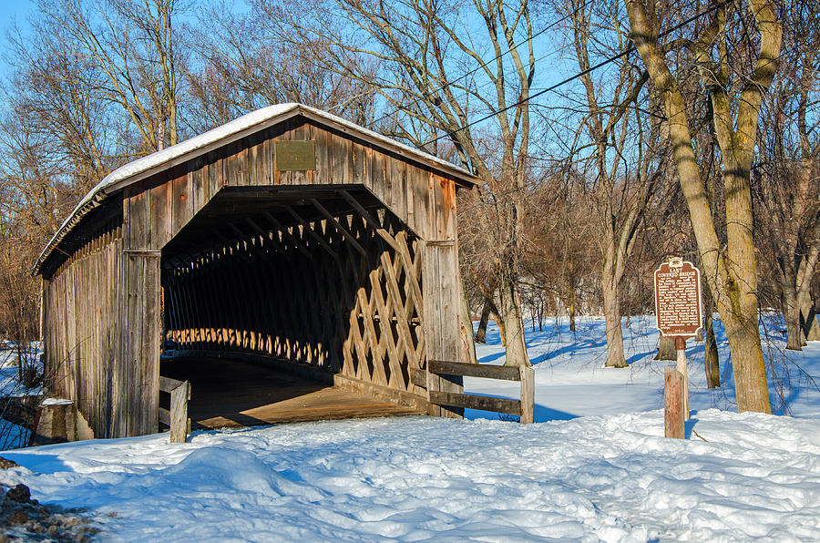 Winter Photograph - Last Covered Bridge by Susan McMenamin