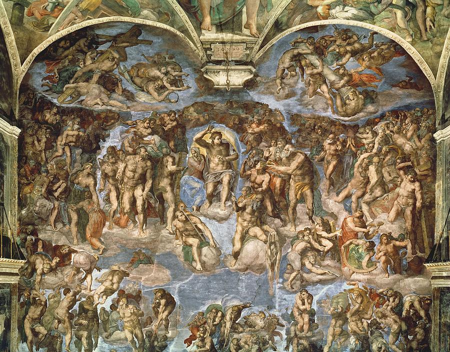 Renaissance Photograph - Last Judgement, From The Sistine Chapel, 1538-41 Fresco by Michelangelo Buonarroti