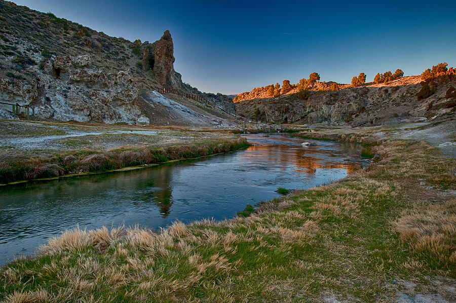 Mountain Photograph - Last Light at Hot Creek by Cat Connor