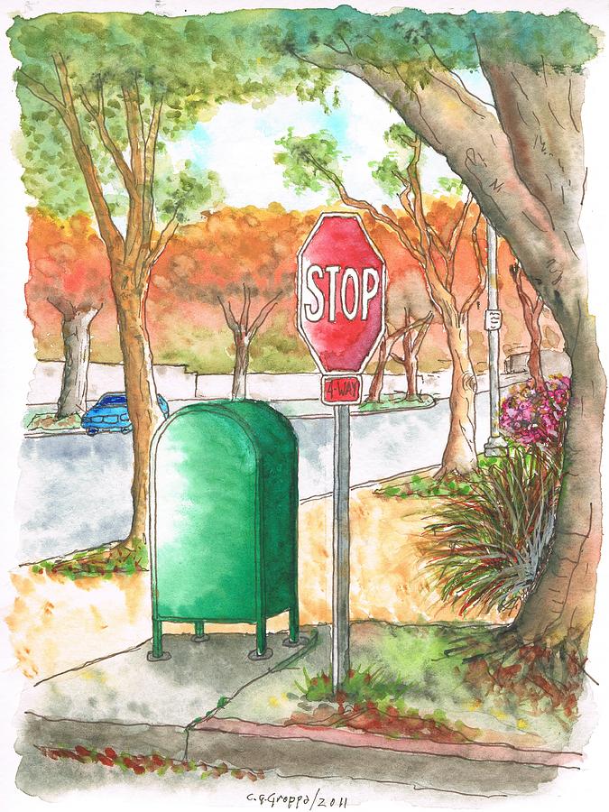 Last mailbox in Beverly Hills - California Painting by Carlos G Groppa