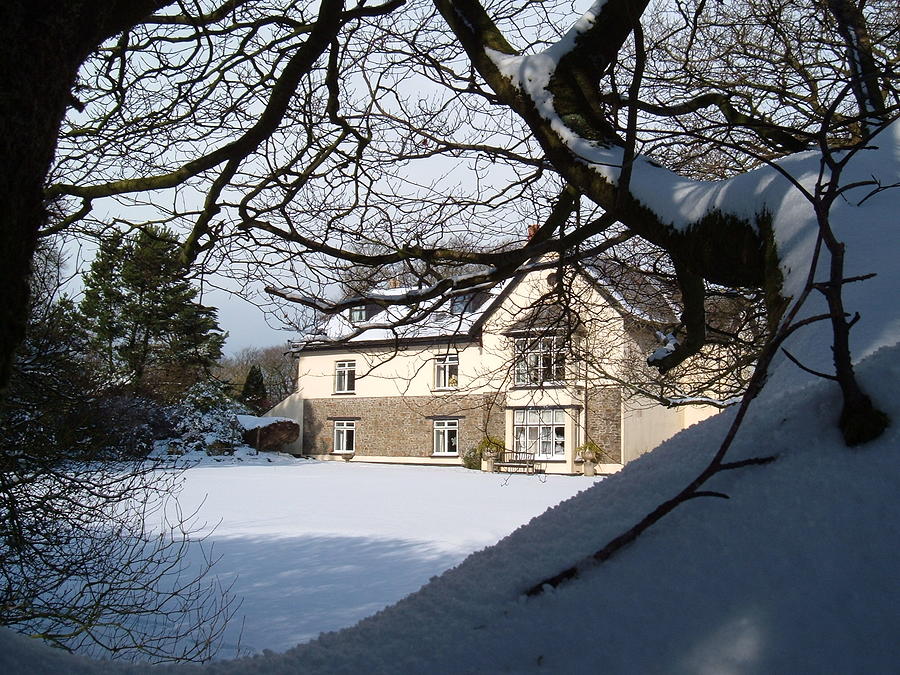 West Down House Devon in the snow Photograph by Richard Brookes
