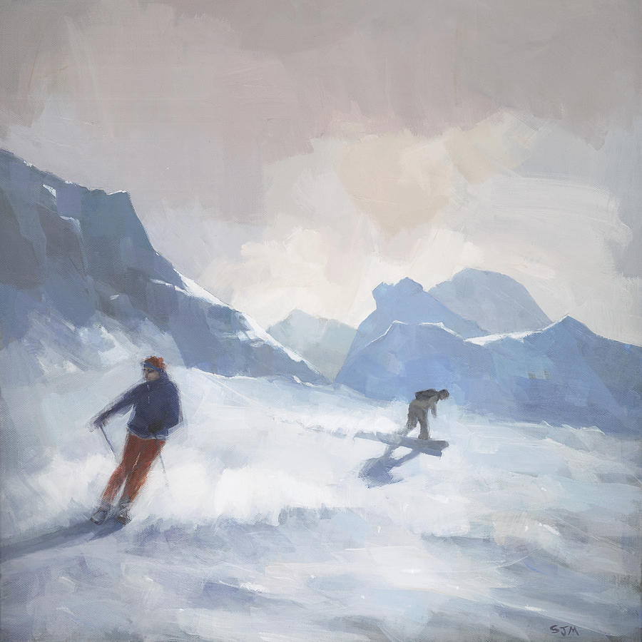 Ski Painting - Last Run Les Arcs by Steve Mitchell