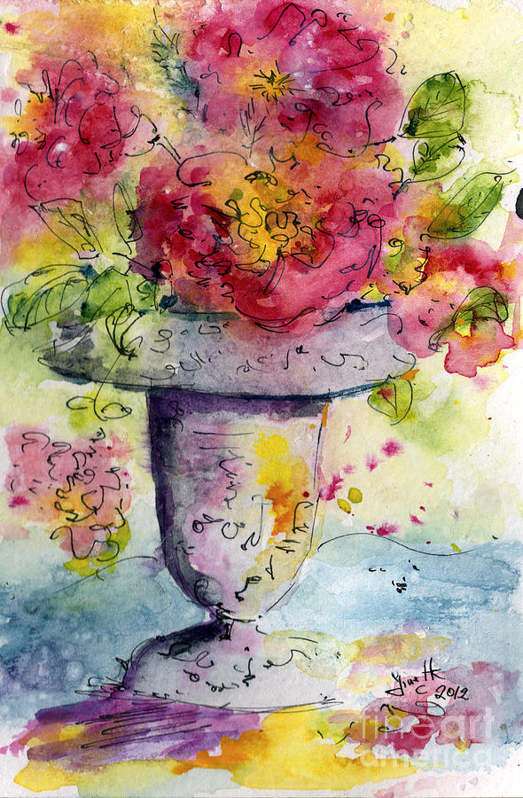 Last Summers Roses Watercolor by Ginette Painting by Ginette Callaway