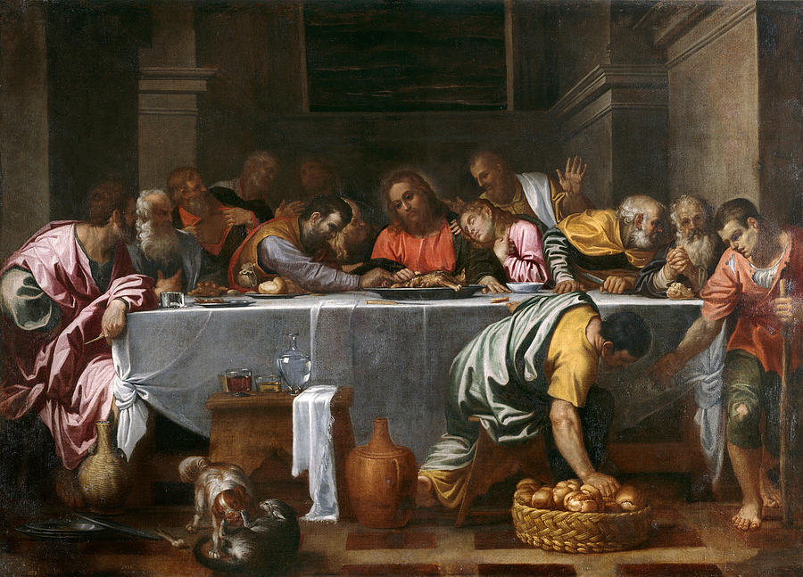 Last Supper Painting by Agostino Carracci