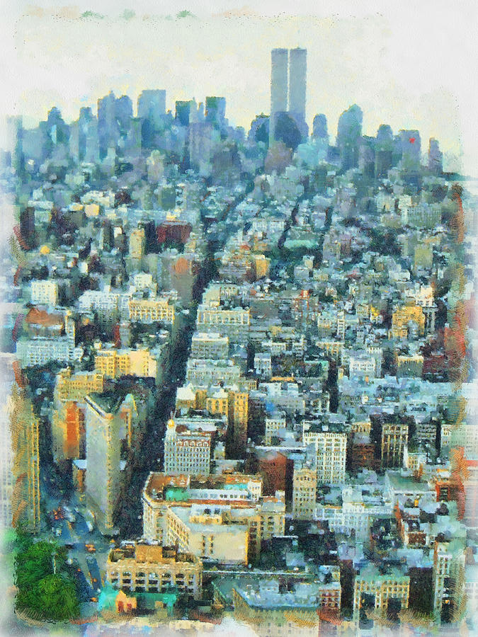 View of the twin towers from the Empire State Building 2001 Photograph by Mick Flynn