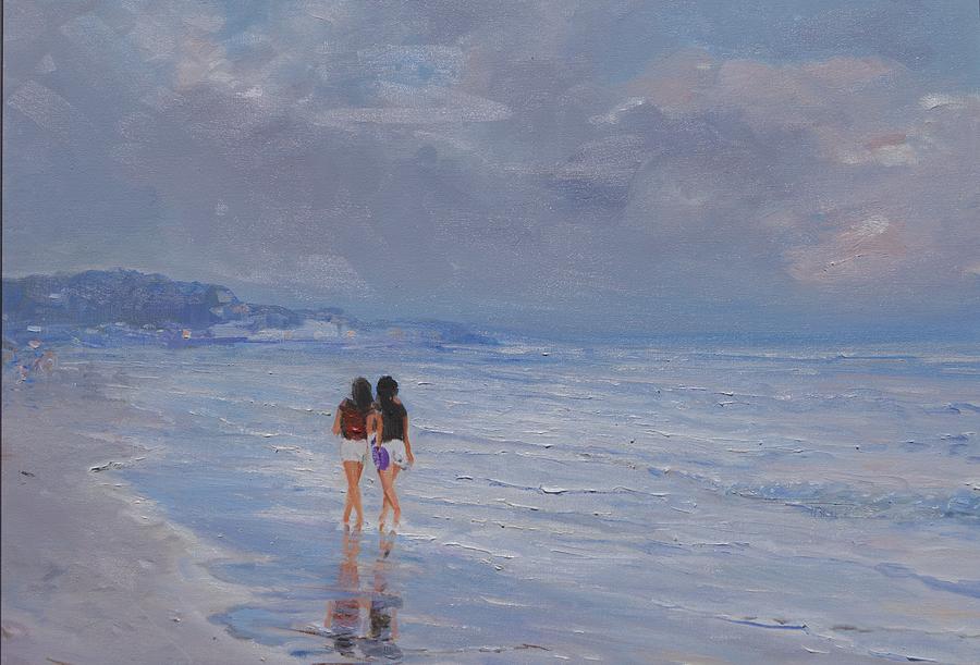 Paesaggio Painting - Late Afternoon In The Beach by Sefedin Stafa Paesaggio Painting - Late Afternoon In The Beach by Sefedin Stafa