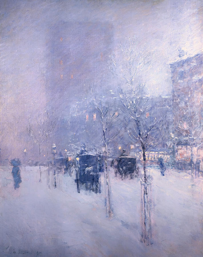 Vintage Painting - Late Afternoon - New York Winter by Mountain Dreams