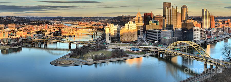 Pittsburgh Skyline Photograph - Late Afternoon Reflections Of Pittsburgh by Adam Jewell