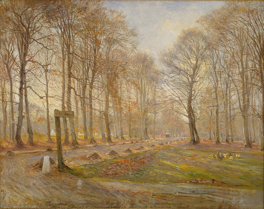 Late Autumn Day in the Jaegersborg Deer Park North of Copenhagen Painting by Theodor Philipsen