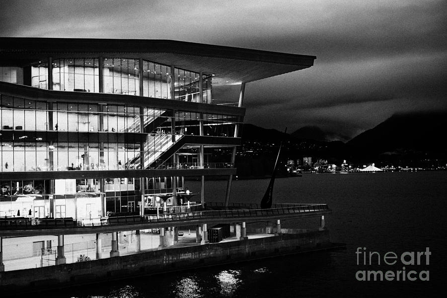 City Photograph - late evening at the Vancouver convention centre west building on burrard inlet BC Canada by Joe Fox