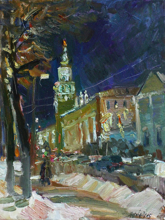 Late evening on the streets of Liberty Painting by Juliya Zhukova