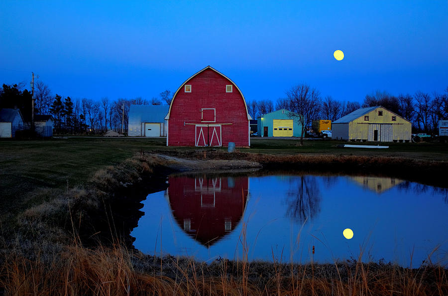 Barn Photograph - Late Evening Reflections by Larry Trupp