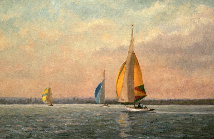 Late Finish  Featuring Dragons on the Medway Painting by Vic Trevett