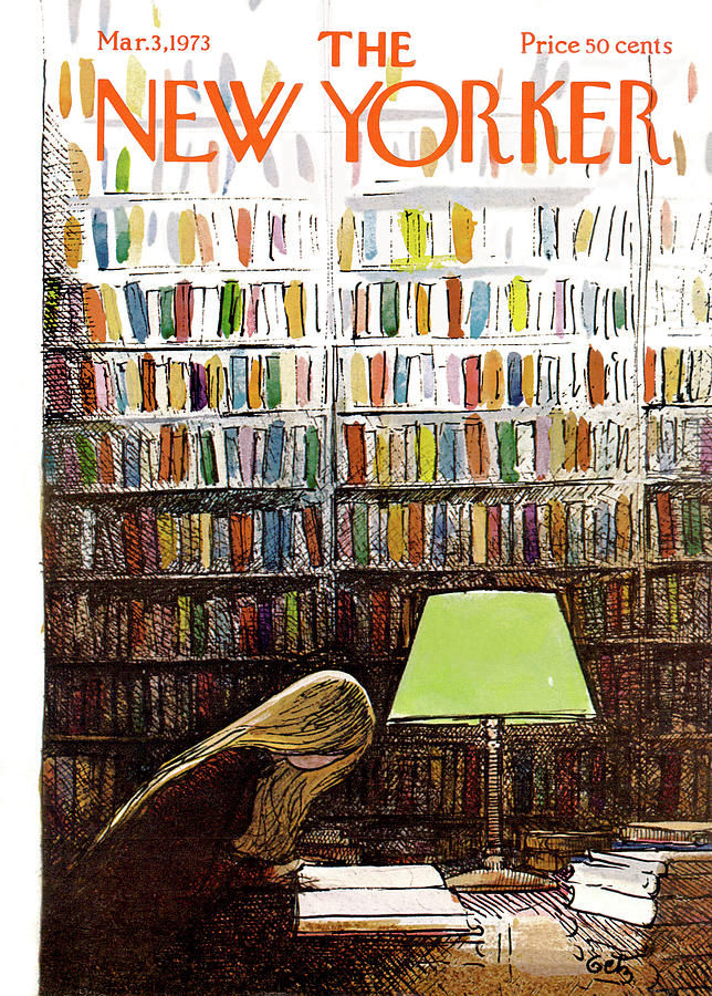 Library Painting - New Yorker March 3, 1973 by Arthur Getz