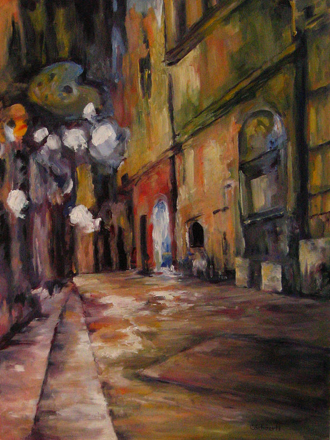 Late Night in the Old City Painting by Connie Schaertl