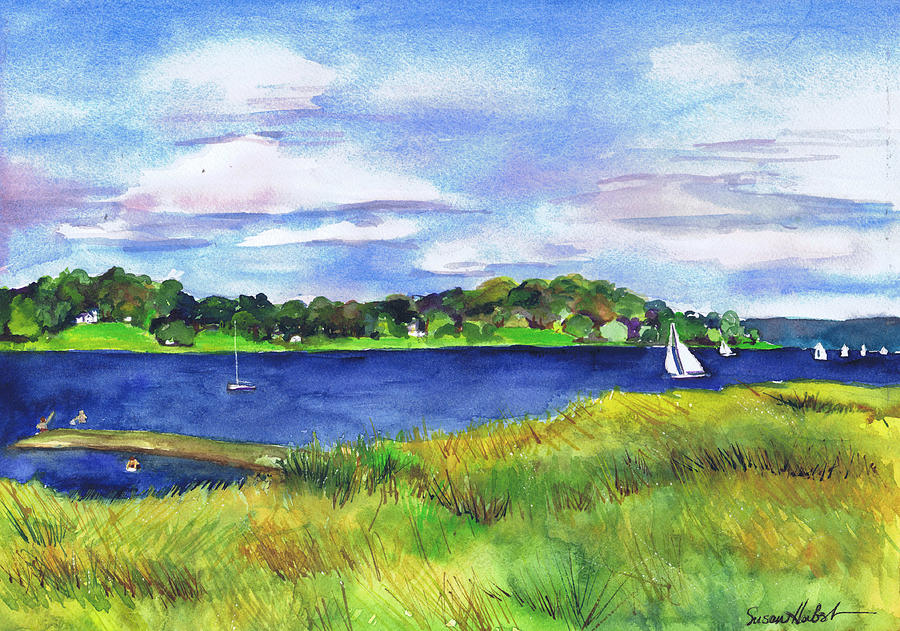 Late Summer Marsh Oyster Bay Painting by Susan Herbst