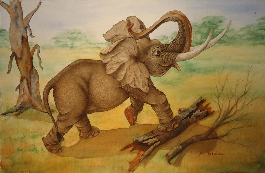 Animals Painting - Later African Elephant by Sandra Stone
