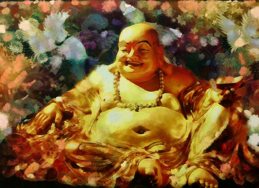 Laughing Buddha  Painting by Janice MacLellan