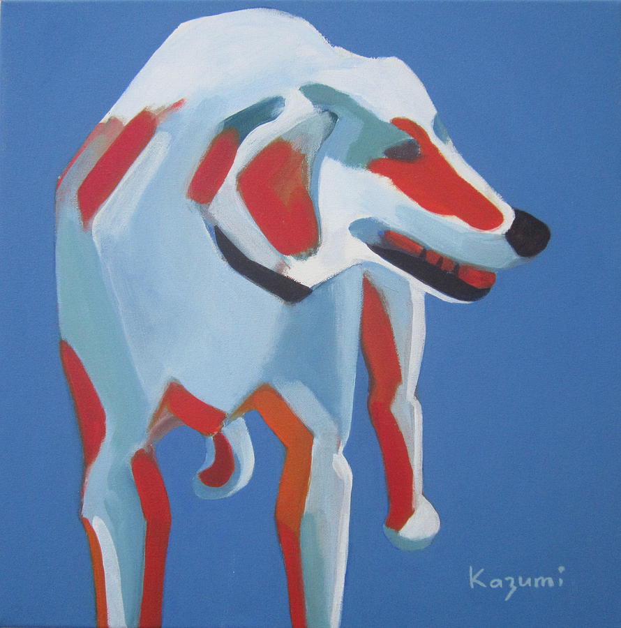 Laughing Dog Painting by Kazumi Whitemoon