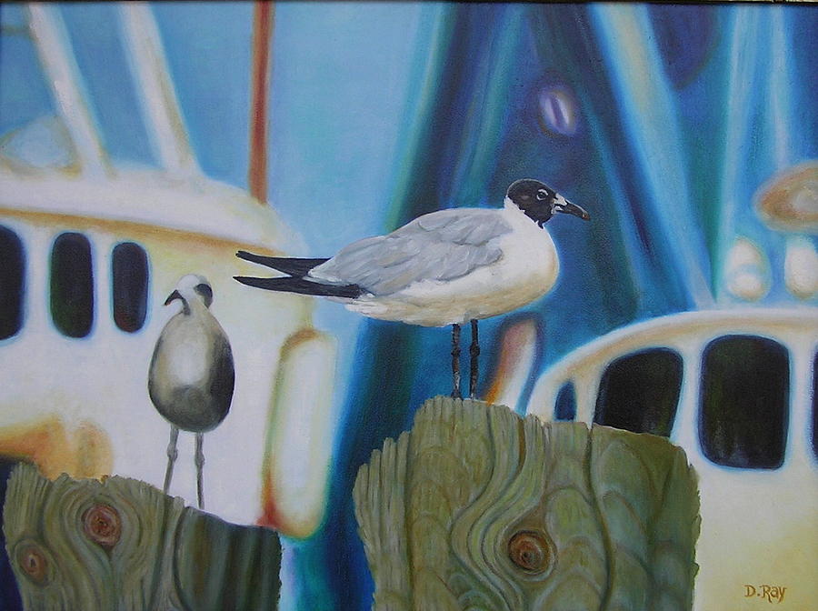 Laughing Gulls at Watch Painting by Dwain Ray