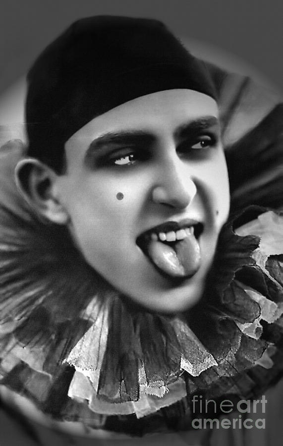 Laughing Pierrot Clown Vintage Art BW Photograph by Lesa Fine