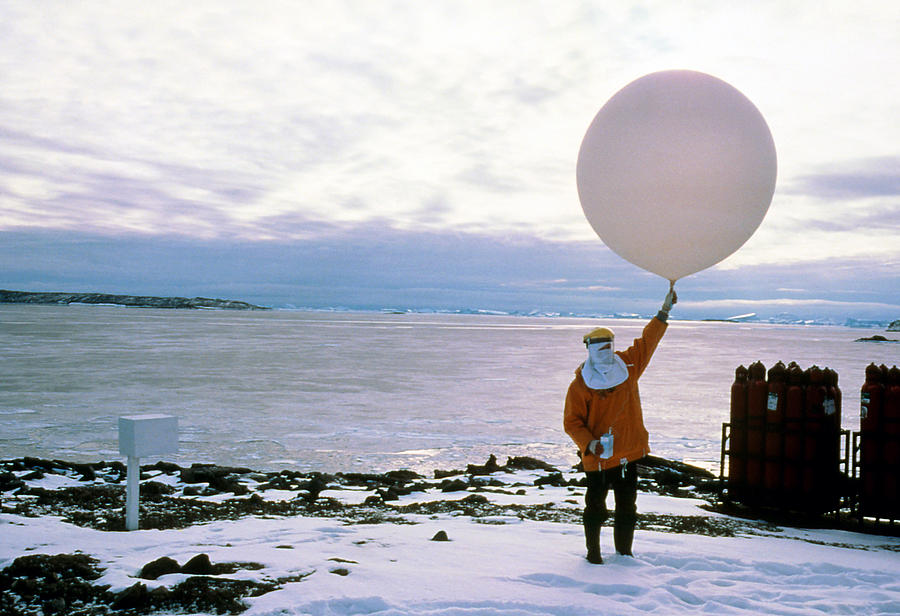 Launch Of A Weather Balloon, Antarctica Photograph by A.b. Joyce