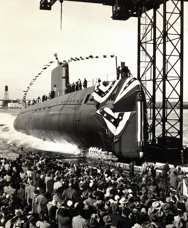 Launch Of The First Nuclear Submarine Photograph by Us Air Force