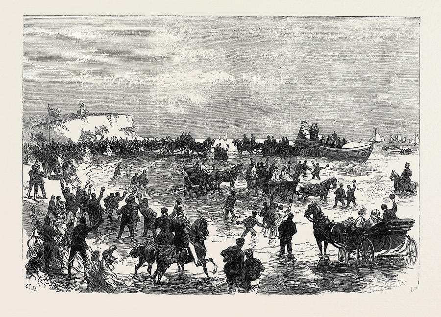 Vintage Drawing - Launch Of The Licensed Victualler Life-boat At Hunstanton by English School