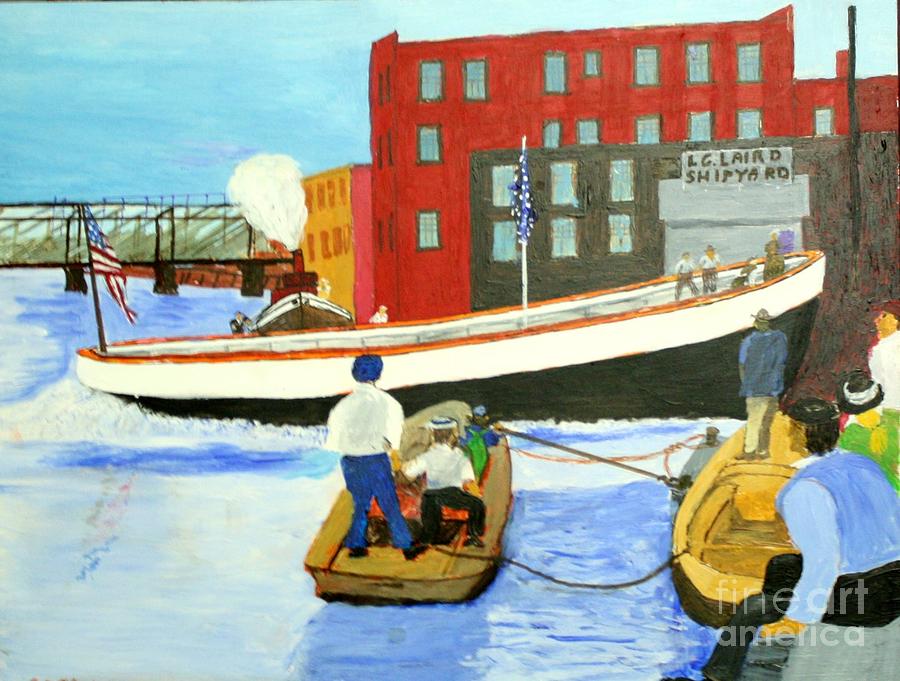 Launching Painting - Launch of the Margaret D by Bill Hubbard