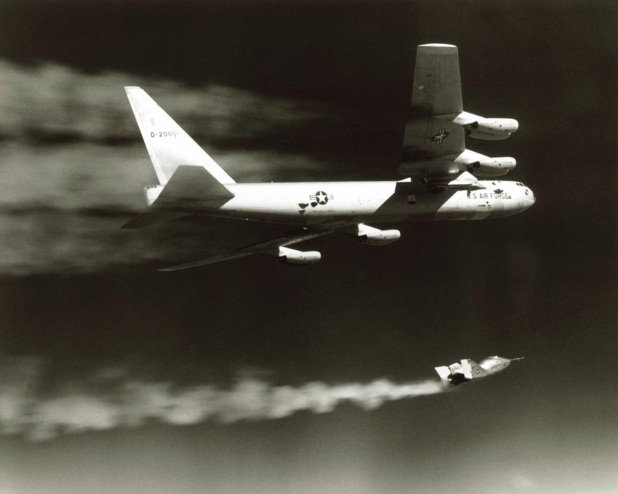 Transportation Photograph - Launch Of X-24a Lifting Body From B-52 by Nasa/science Photo Library