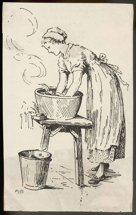 Laundry Day Date Circa 1900 Drawing by Mary Evans Picture Library