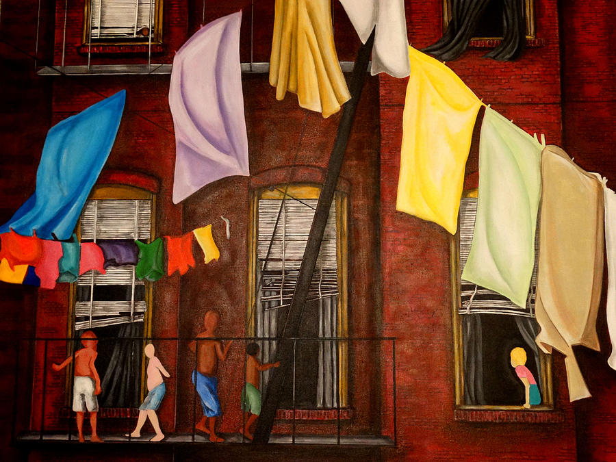Ny Painting - Laundry Day by Artist Ahmed Salam