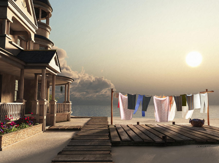Beach Digital Art - Laundry Day by Cynthia Decker