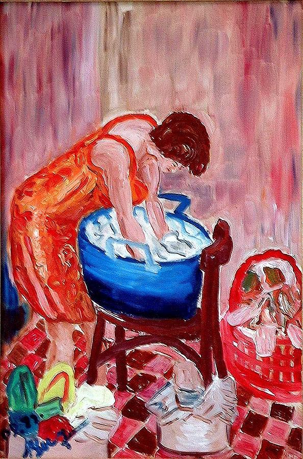 Impressionism Painting - Laundry Day by Vladimir A Shvartsman