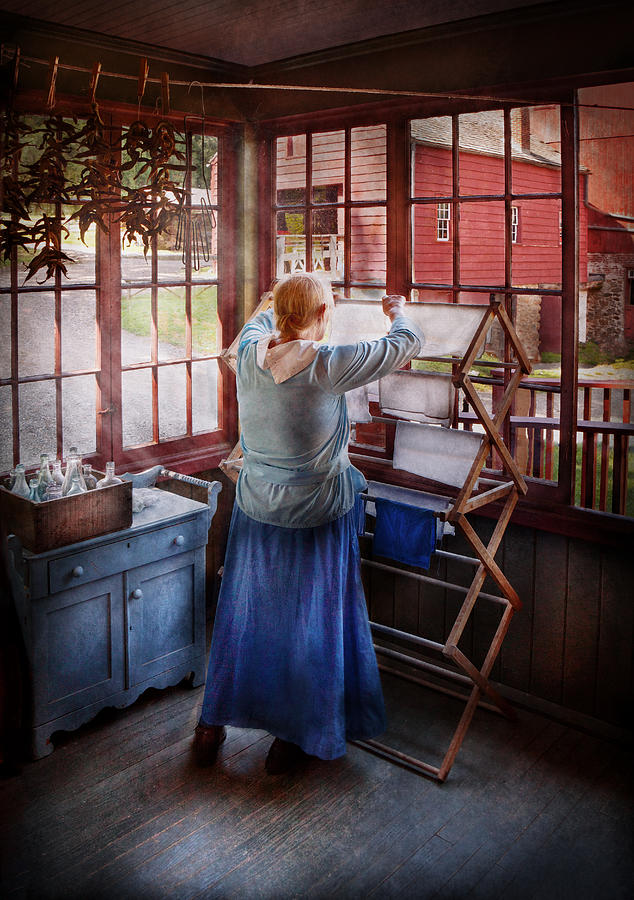 Vintage Photograph - Laundry - Miss Lady Blue  by Mike Savad