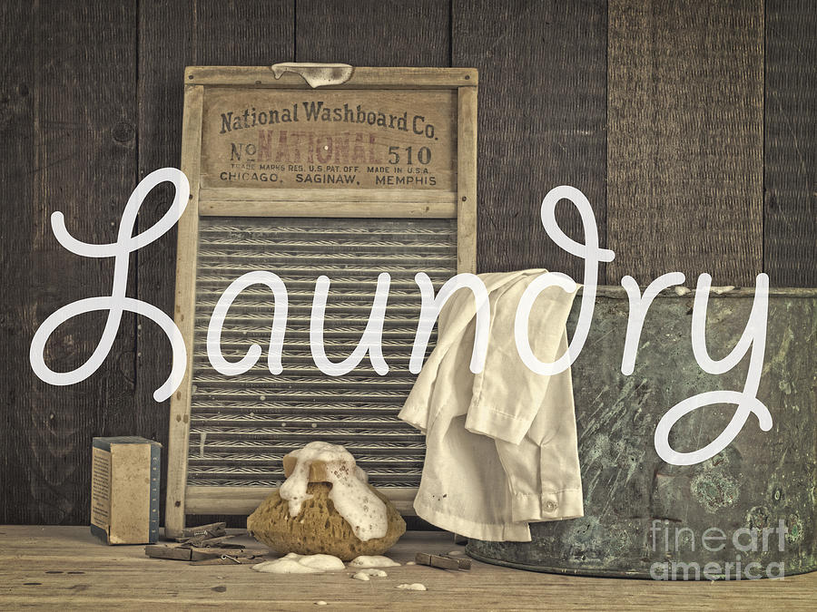 Vintage Photograph - Laundry Room Sign by Edward Fielding