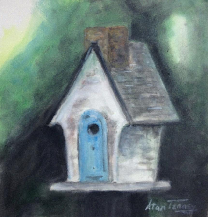 Lauries birdhouse Painting by Stan Tenney