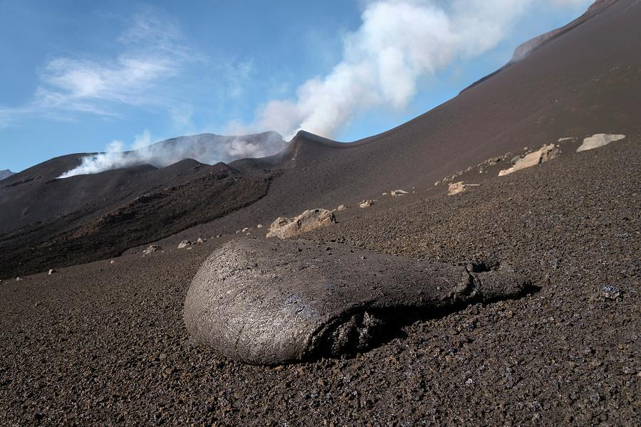 Nature Photograph - Lava Bomb On Slope Of Volcano by Martin Rietze/science Photo Library