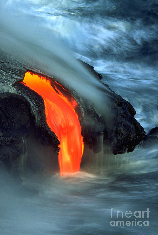 Lava Flow Entering Ocean Photograph by Art Wolfe