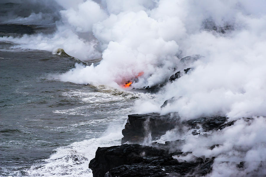 Lava Flow Entering The Ocean At Dawn Photograph by Russ Bishop - Fine ...