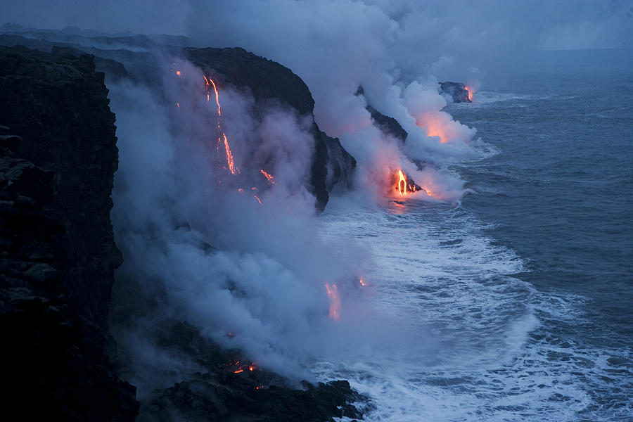 Lava Flowing Into The Pacific Ocean Photograph By Stephen Alvarez 