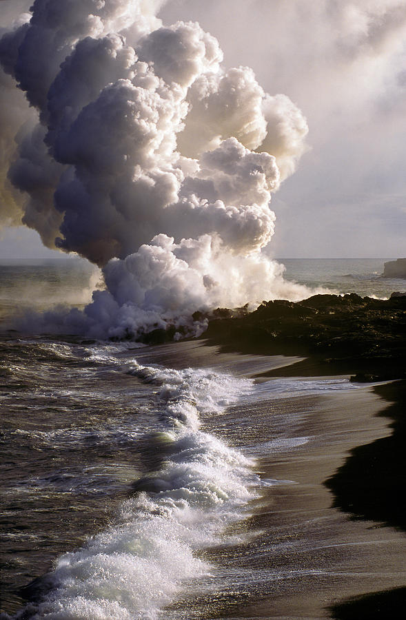 Lava Flowing To The Sea Photograph by Phil Degginger