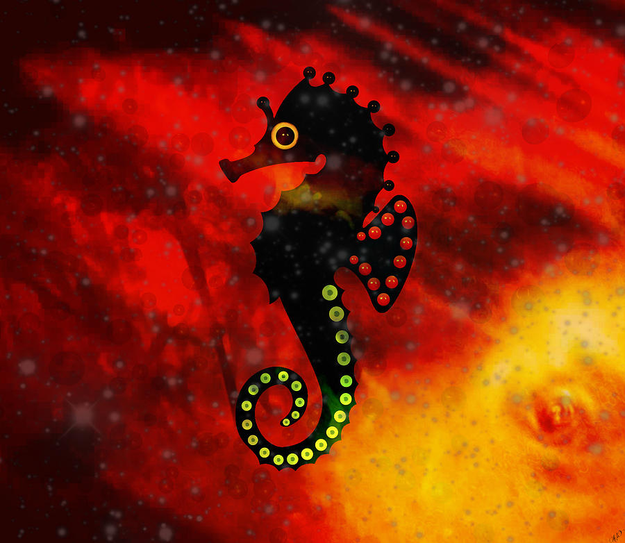 Lava Loving Seahorse Painting by Ally  White