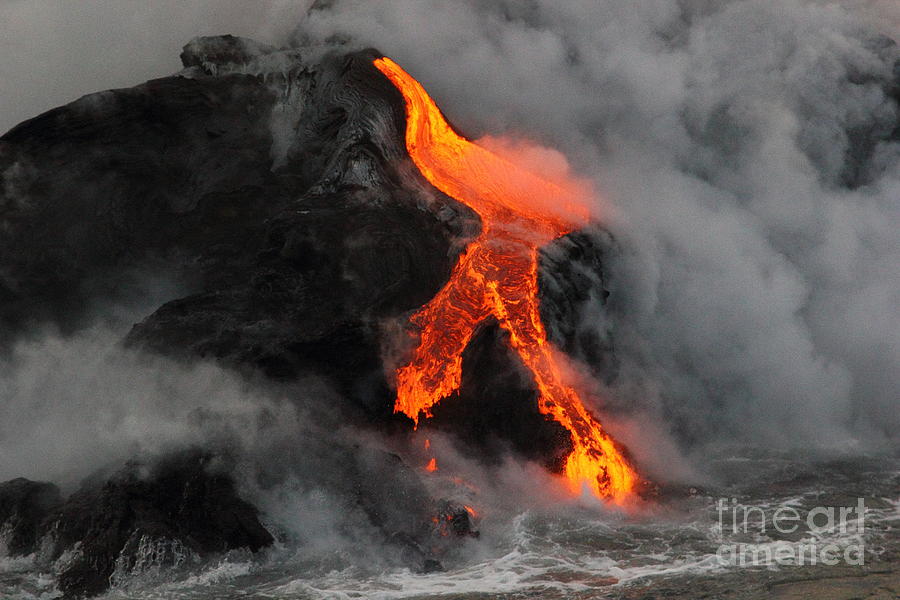 Lava Meets the Ocean 2 Photograph by Theresa Ramos-DuVon