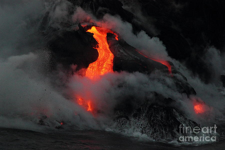 Lava Meets the Ocean 4 Photograph by Theresa Ramos-DuVon
