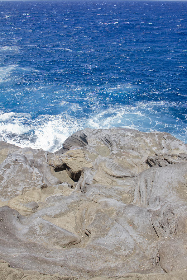 Honolulu Photograph - Lava Rocks and Crashing Waves II by Ashlee Meyer