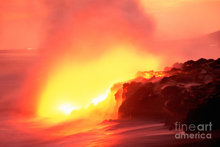 Lava Streams Into The Ocean, Kilauea Photograph by Douglas Peebles